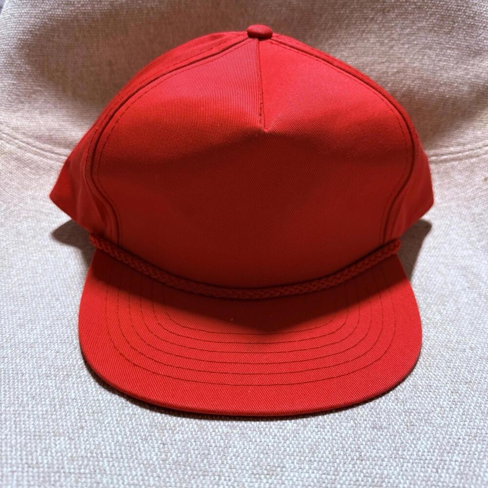 Vintage 90s AJM Red Plain Logo Snapback Cap Men’s
